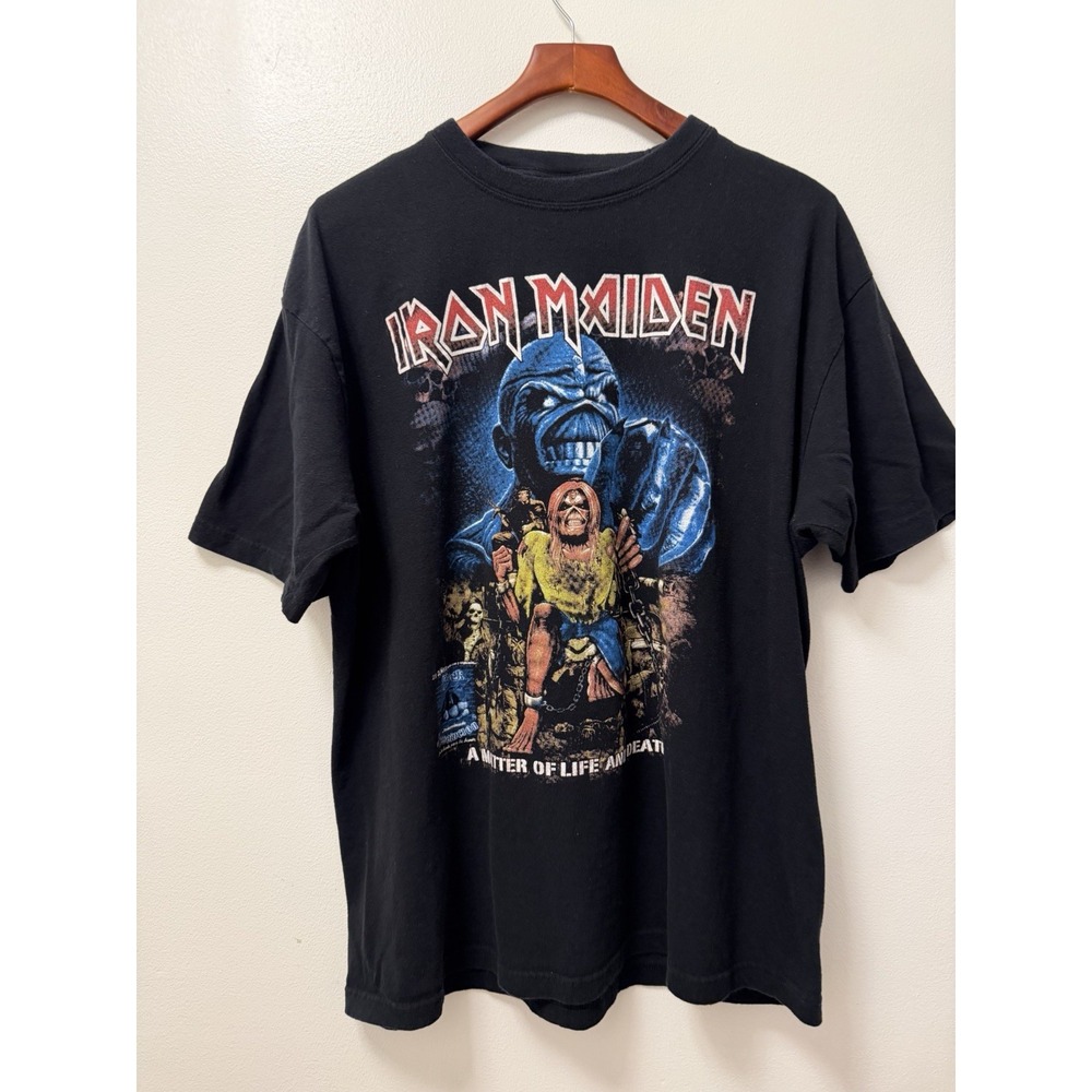 Vintage Iron Maiden A Matter Of Life And Death Black T Shirt Men's 2XL Band Tee